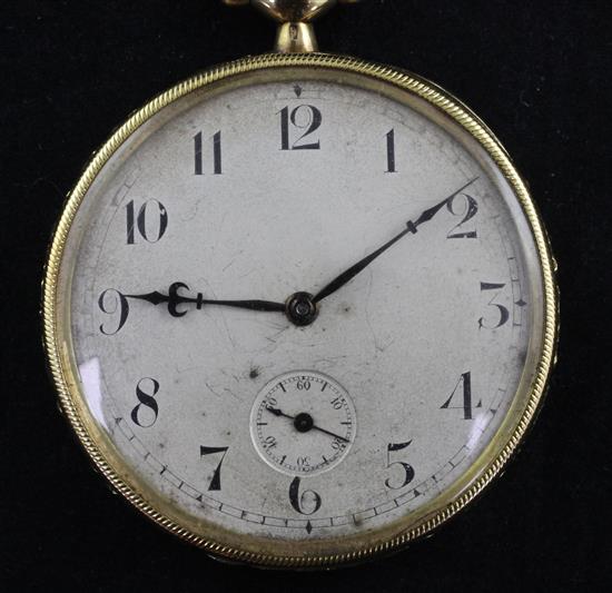 An early 20th century 18ct gold Longines dress pocket watch,